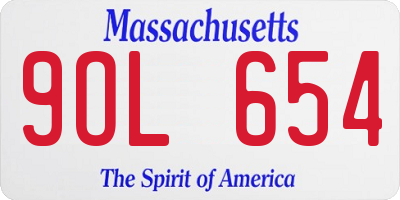 MA license plate 9OL654