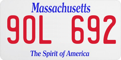 MA license plate 9OL692