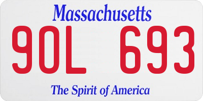 MA license plate 9OL693