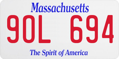 MA license plate 9OL694