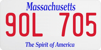 MA license plate 9OL705