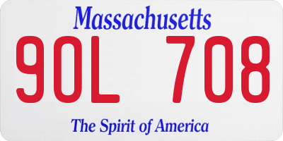 MA license plate 9OL708