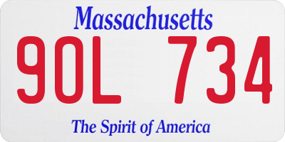MA license plate 9OL734
