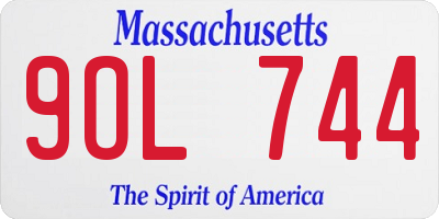 MA license plate 9OL744
