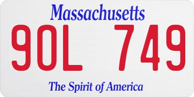 MA license plate 9OL749