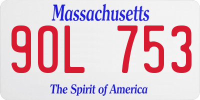 MA license plate 9OL753
