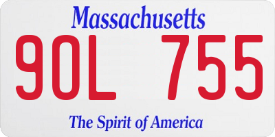 MA license plate 9OL755
