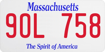 MA license plate 9OL758