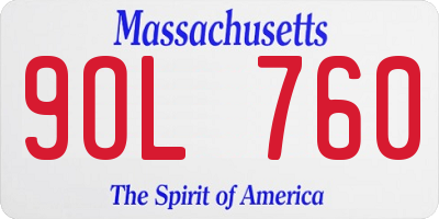 MA license plate 9OL760