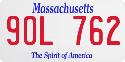 MA license plate 9OL762