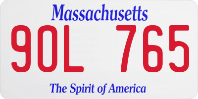 MA license plate 9OL765