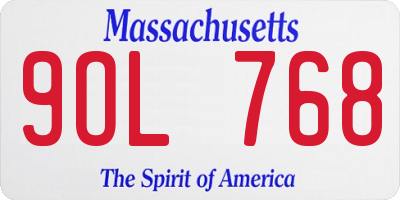 MA license plate 9OL768