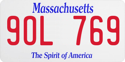 MA license plate 9OL769