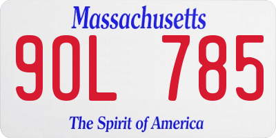 MA license plate 9OL785