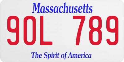MA license plate 9OL789