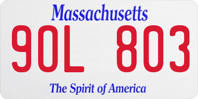 MA license plate 9OL803
