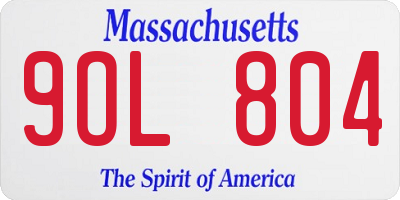 MA license plate 9OL804