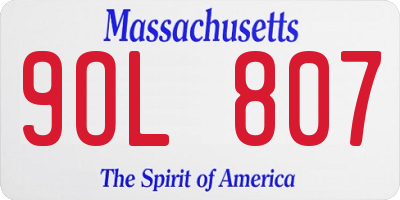MA license plate 9OL807