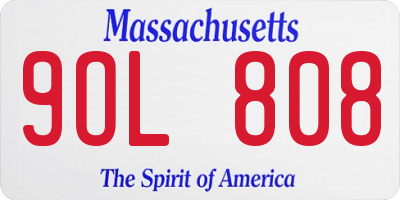 MA license plate 9OL808