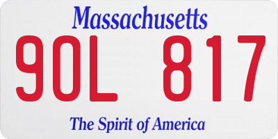 MA license plate 9OL817