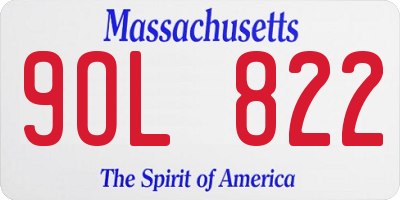 MA license plate 9OL822