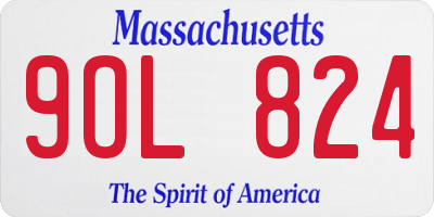 MA license plate 9OL824