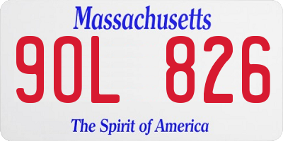 MA license plate 9OL826