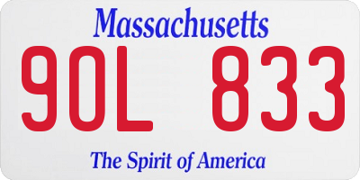MA license plate 9OL833