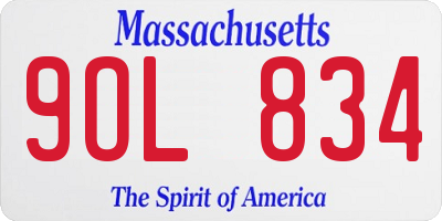 MA license plate 9OL834