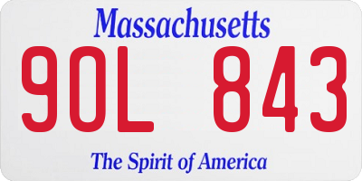 MA license plate 9OL843