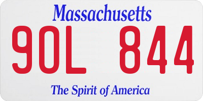 MA license plate 9OL844