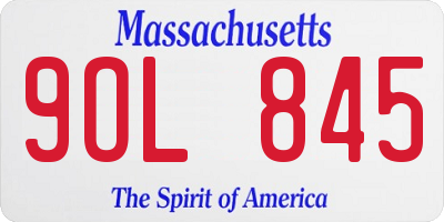 MA license plate 9OL845