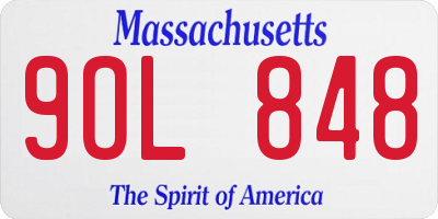 MA license plate 9OL848