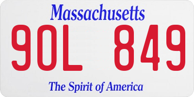 MA license plate 9OL849