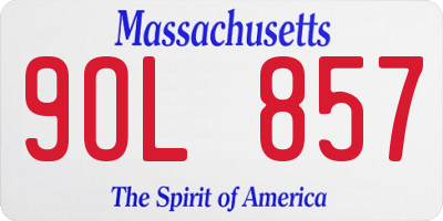MA license plate 9OL857