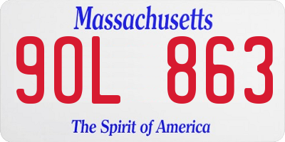 MA license plate 9OL863