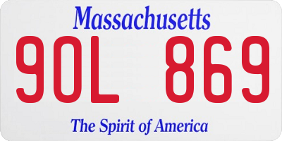 MA license plate 9OL869