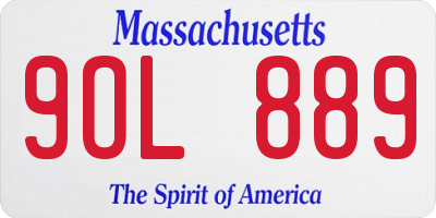 MA license plate 9OL889