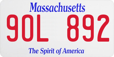 MA license plate 9OL892