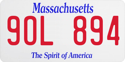 MA license plate 9OL894
