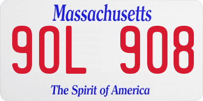 MA license plate 9OL908