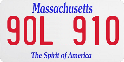MA license plate 9OL910
