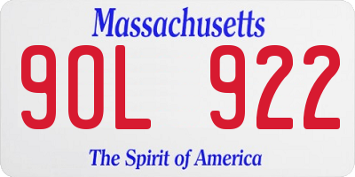 MA license plate 9OL922