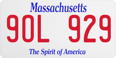 MA license plate 9OL929