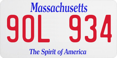 MA license plate 9OL934