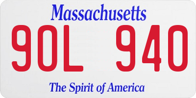 MA license plate 9OL940