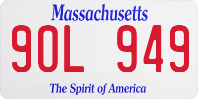 MA license plate 9OL949