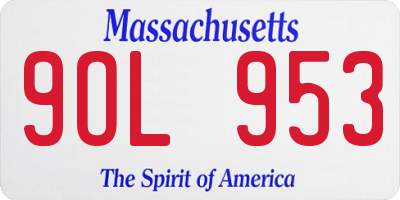 MA license plate 9OL953