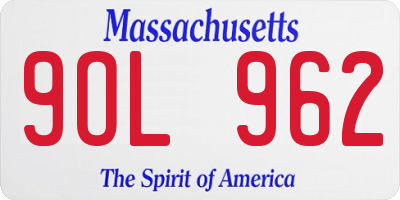 MA license plate 9OL962