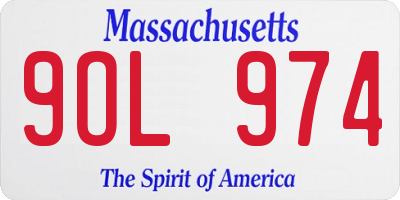 MA license plate 9OL974